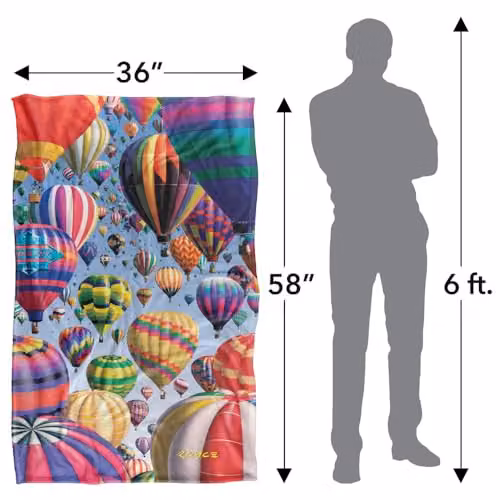 JQ Licensing Royce Mcclure Hot Air Balloon Sky Silky Touch Super Soft Fleece Throw Blanket, Multicolour, W/D/H: 91 x 147 cm – 2