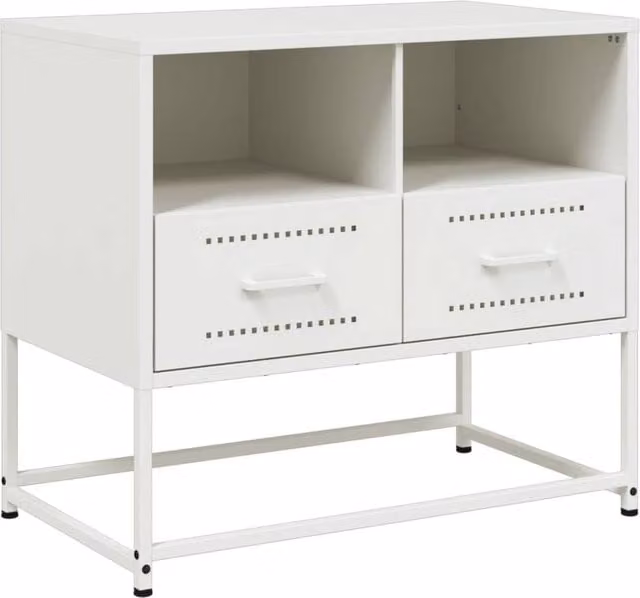 Berkfield Home Industrial White Metal TV Cabinet W: 68 cm, D: 39 cm, H: 60.5 cm