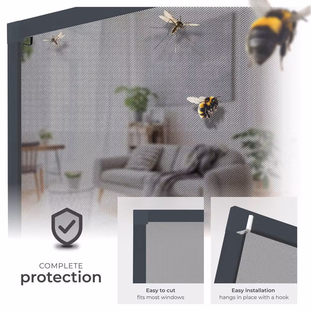 tectake Aluminum-Framed Window Screen in Grey, W: 130.0 cm, H: 150.0 cm – 3