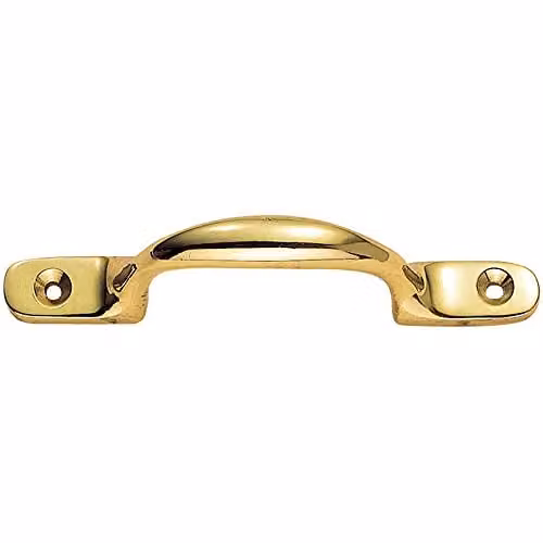 Loops Bow Shaped Sash Window Lift Handle in Polished Brass, W: 158 mm, D: 12 mm, Projection: 30 mm