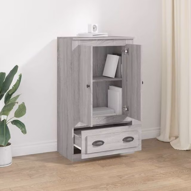 Berkfield Home Grey Sonoma Highboard with Hinged Doors and Internal Shelves, W/D/H: 60 x 35.5 x 103.5 cm – 1