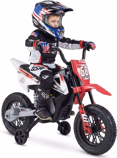 Costway Kids Electric Dirt Bike with Twist Throttle Grip in Pink and Red