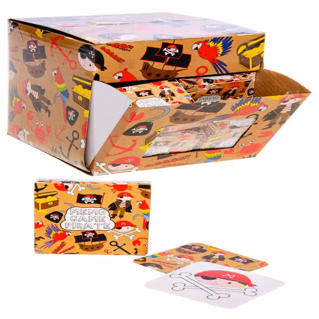 LG-Imports Pack of 12 Pirate Mini Memory Matching Card Games with 28 Cards per Pack, Multicolour