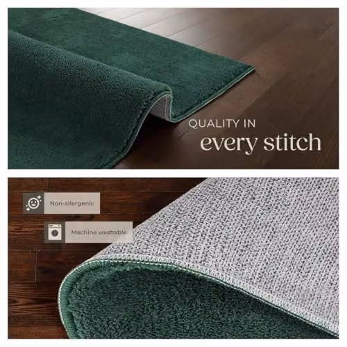 tectake Fluffy Green Rectangular Rug with Non-Slip Underside, W/D: 140 x 200 cm – 6