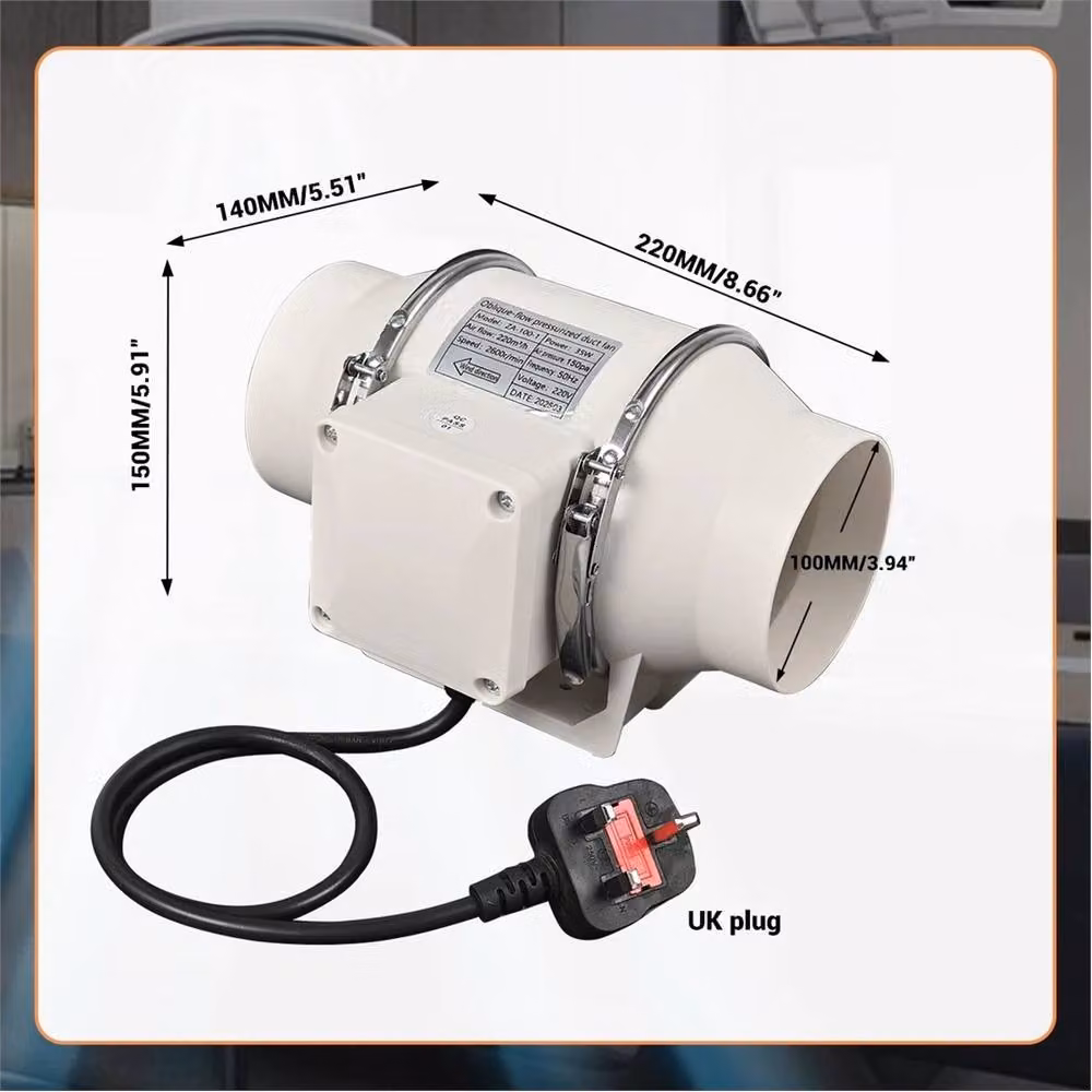 Havendro White Quiet Inline Duct Extractor Fan for Bathroom and Hydroponics – 2