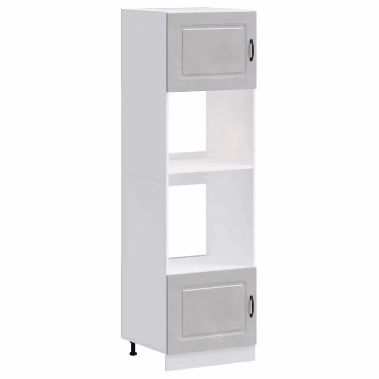 Berkfield Home Lucca Set of 2 Freestanding Kitchen Appliance Housing Units in Concrete Grey Matt Engineered Wood
