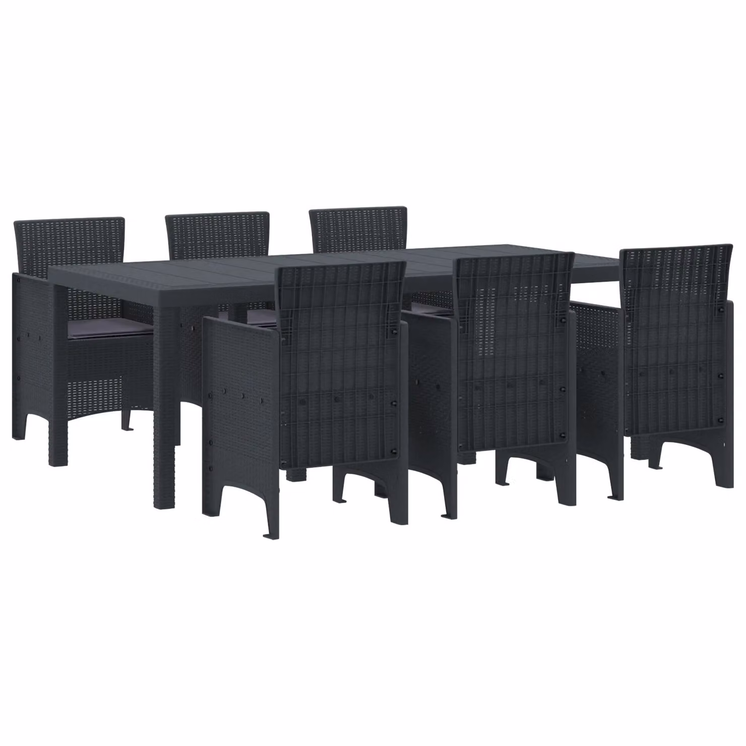 Berkfield Home 7 Piece Anthracite Poly Rattan Garden Dining Set with Cushions – 2