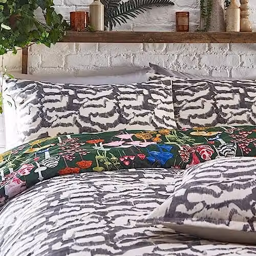 Riva Home Amanita Reversible Graphic Mushroom Duvet Cover and Pillowcase Set, Multicolour – 3