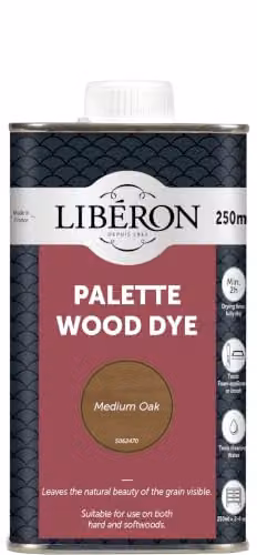 Liberon Palette Water Based Wood Dye in Medium Oak, Brown, 250ml – 1