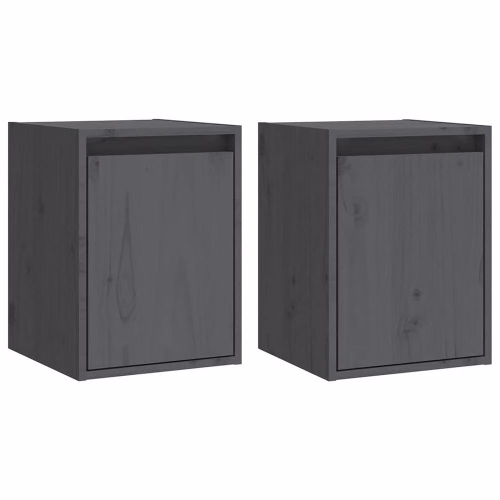 Berkfield Home Set of 2 Grey Solid Wood Pine Wall Cabinets, W/D/H: 30 x 30 x 40 cm – 2
