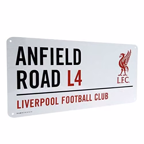 Liverpool FC Official Metal Street Sign, White and Silver, W: 40 cm x H: 40 cm