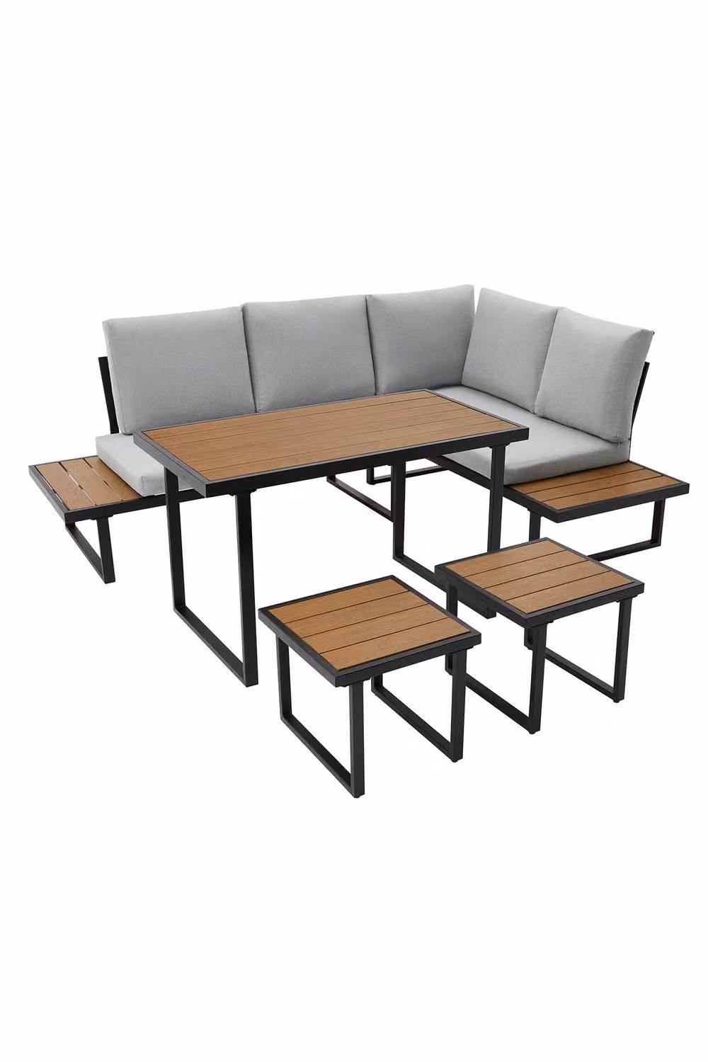 More4Homes Amalfi 6 Seater Corner Garden Dining Set with Table in Grey and Black – 3