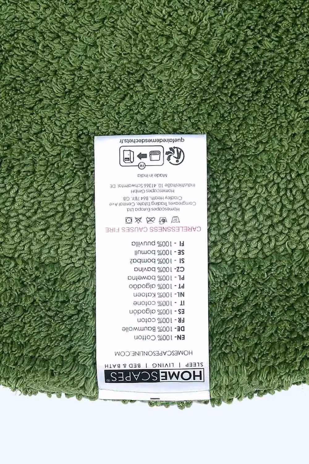 Homescapes Luxury Semi Circle Cotton Bath Mat, Fern Green, W/D/H: 80 x 50 x 1 cm – 2