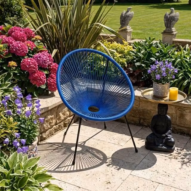 Madison & Mayfair Blue and Green Metal Modern Egg Chair Outdoor Garden Seat H 84 cm x W 72 cm x D 79 cm – 1