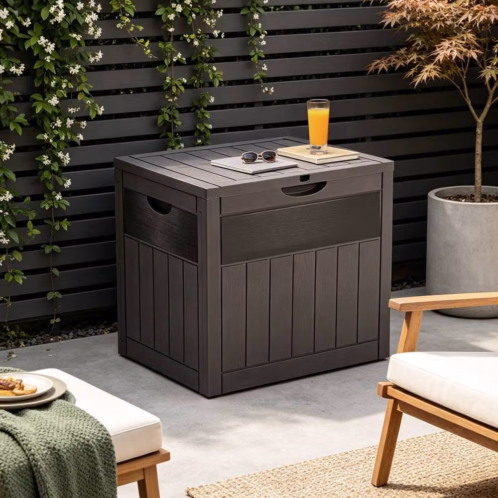 Living and Home 126L Brown Plastic Garden Storage Box with Combination Padlock – 4
