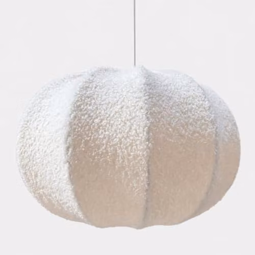 CGC Lighting Zita Large Oval Cream Teddy Bear Fabric Lampshade, Diameter: 45 cm