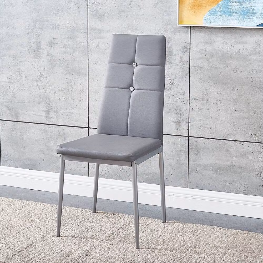 Kelvenix Set of 4 Modern Grey Synthetic Leather Dining Chairs – 2