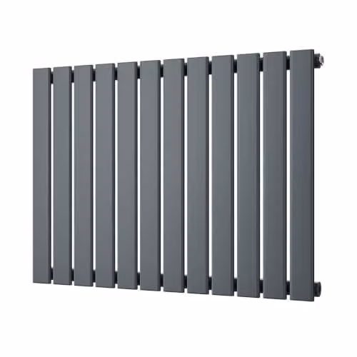 Typhoon Anthracite Flat Tube Horizontal Designer Radiator by UK Radiators, W: 81.6 cm, H: 60 cm
