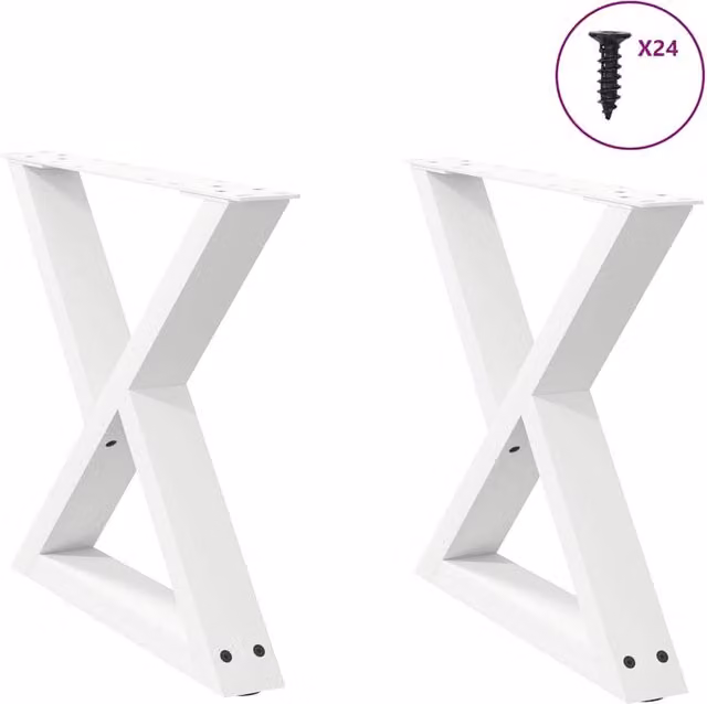 Berkfield Home Steel Coffee Table Legs, 2 Pieces, White, H: 60 cm, W: 42 cm