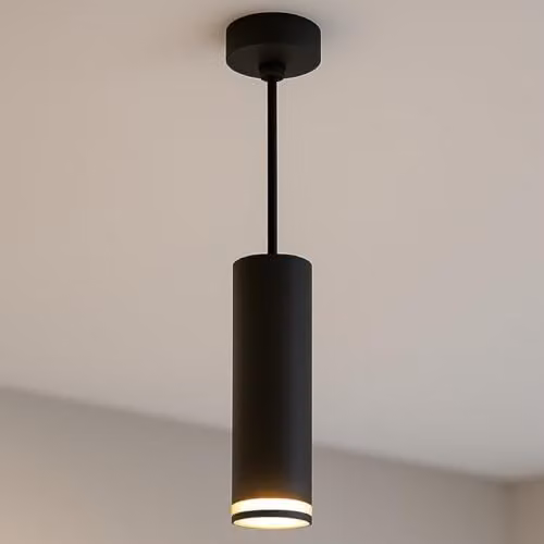 CGC Lighting Solis Black Suspended Cylinder Ceiling Light, Adjustable Aluminium LED GU10 Spotlight, W/D/H: 20.0 x 5.5 x 5.5 cm – 1