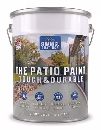 Siramico Coatings The Patio Paint in Light Grey, 5 Litre Water-Based UV Resistant Coating for Patios and Walkways – 1