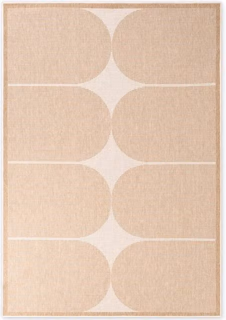 THE RUGS Reversible Weatherproof Indoor Outdoor Polypropylene Rug in Beige and Black, W: 200 cm, D: 290 cm