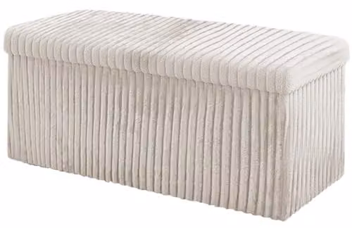 Home Republic Corduroy Ottoman Storage Box in Beige, W/D/H: 76 x 38 x 76 cm – 1