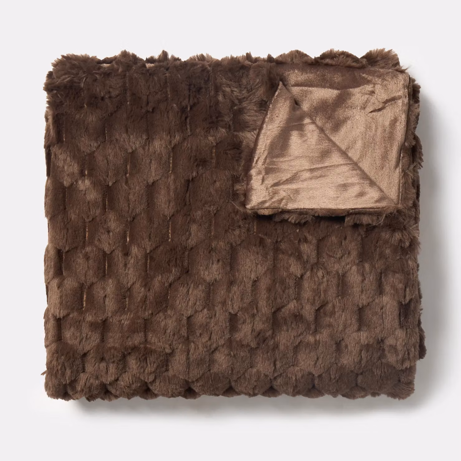 OHS Waffle Faux Fur Fleece Throw Blanket, Brown, W/D/H: 125 x 150 cm – 5