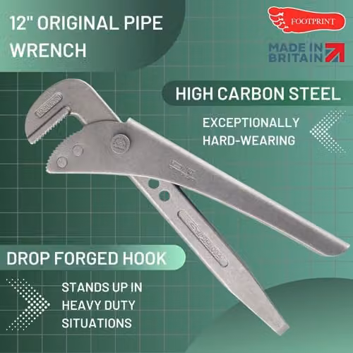 Footprint Original Adjustable Pipe Wrench, 300mm, Grey/Silver Steel – 2