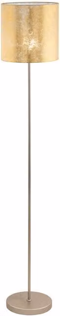 Loops Floor Lamp with Gold Fabric Shade and Champagne Base, Height Adjustable, E27 60W