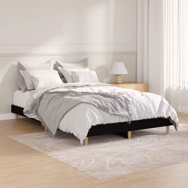 Berkfield Home Small Double Bed Frame in Black, Engineered Wood, W/D/H: 120 x 190 cm – 1