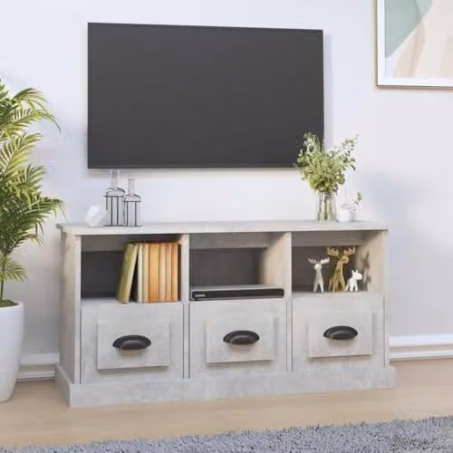 vidaXL Modern TV Cabinet and Media Unit in Concrete Grey Engineered Wood – 2
