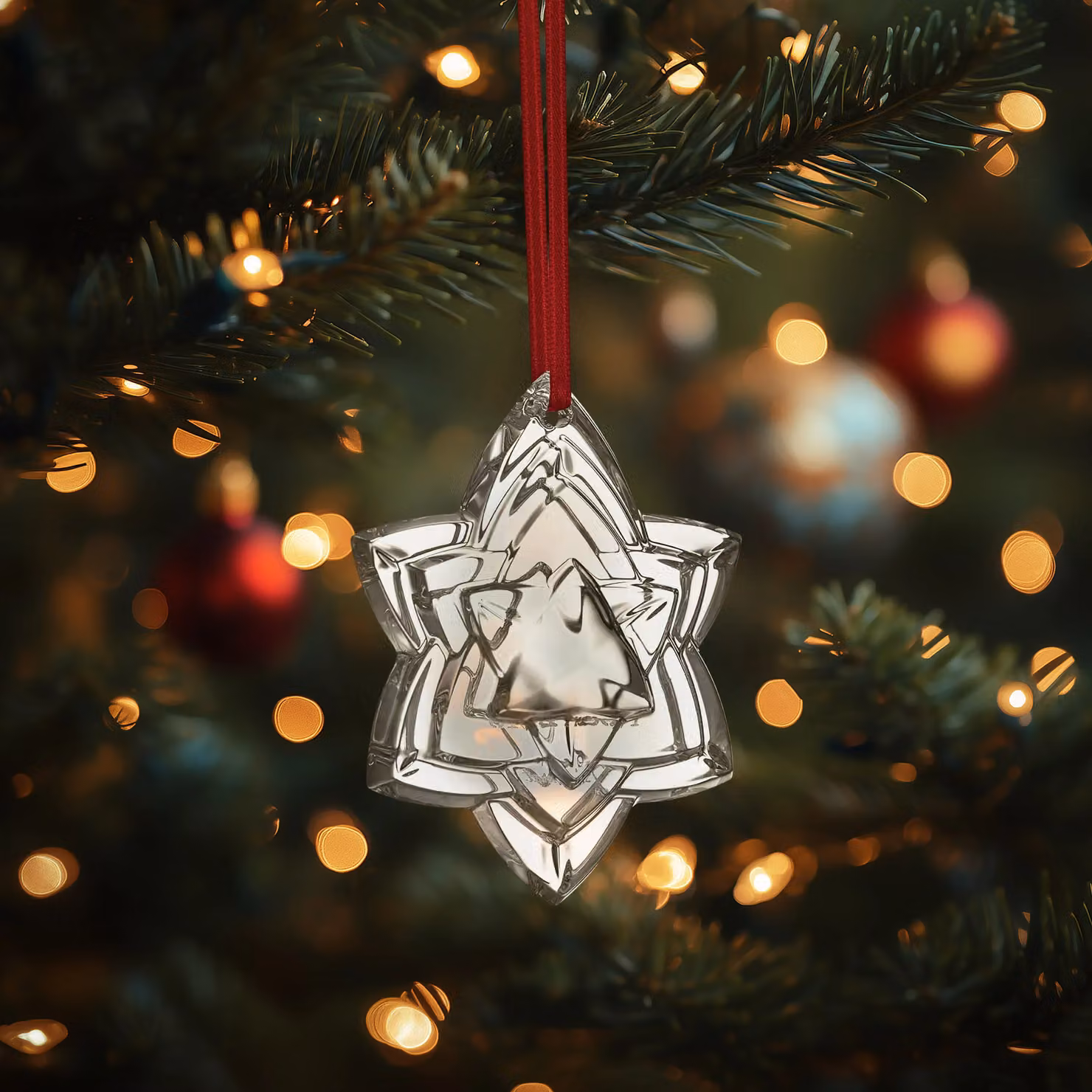 Baccarat Noel Plaquette 2018 Crystal Star Annual Christmas Ornament in Clear Glass – 2