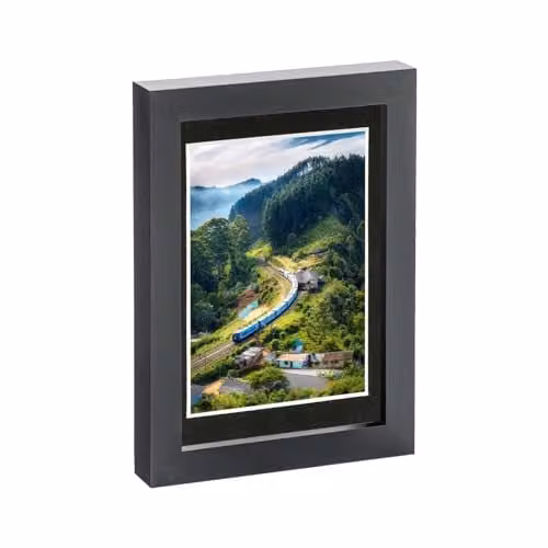 Nicola Spring Single Rectangular Photo Frame in Black with White Mount and Glass