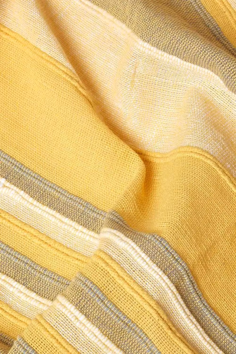 Homescapes Morocco Striped Cotton Woven Throw in Yellow, W: 255 cm x L: 360 cm – 2