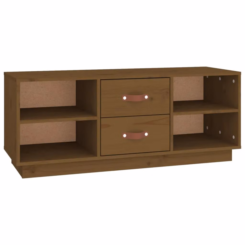 Berkfield Home Rustic Solid Wood Pine TV Cabinet in Honey Brown, W: 100 cm, D: 34 cm, H: 40 cm – 2