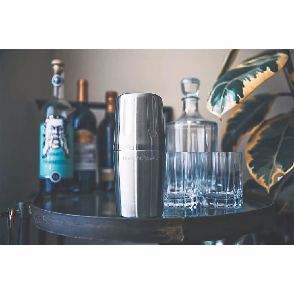 High Camp Firelight 375 Flask, Silver Stainless Steel Vacuum Insulated Whiskey Flask, 375 ml – 5