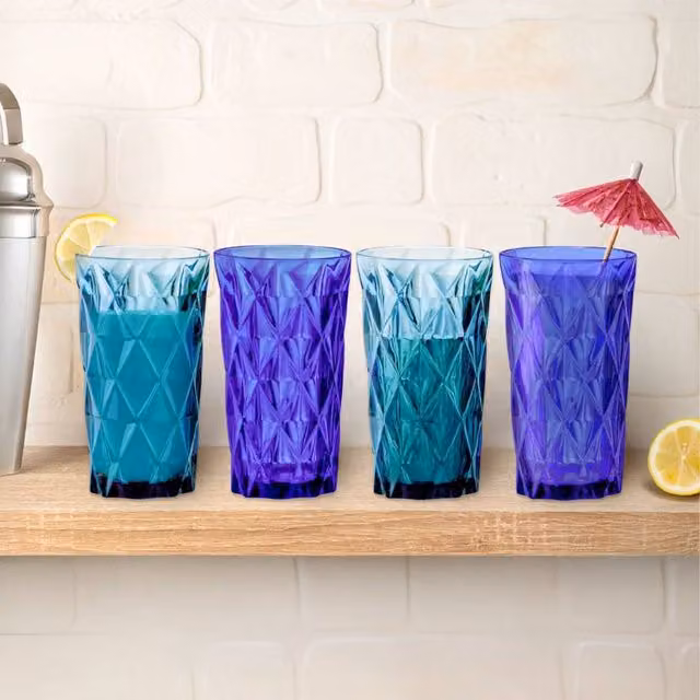 Marco Paul 4-Piece Blue Plastic Stackable Drinking Tumblers – 1