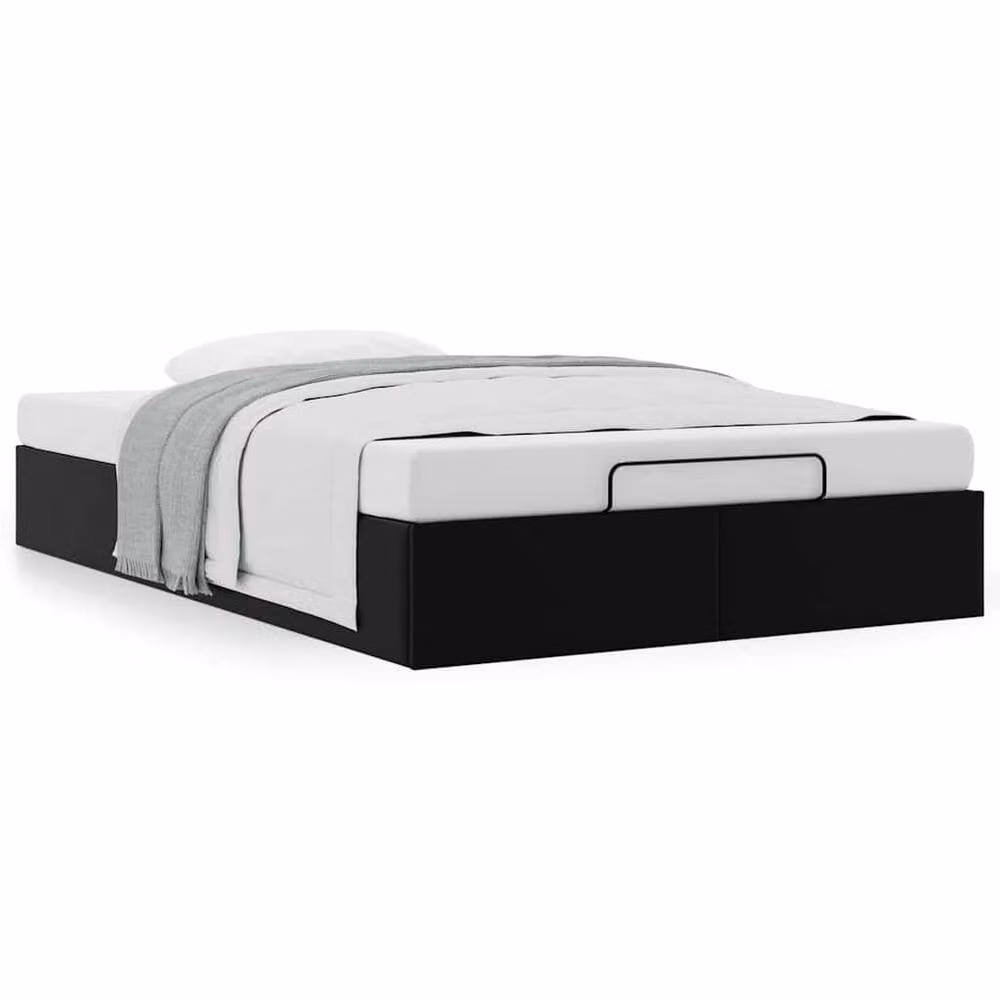 Berkfield Home Double Ottoman Bed Frame in Black Faux Leather with Lift Up Base, H 135 x W 140 x D 193 cm – 2