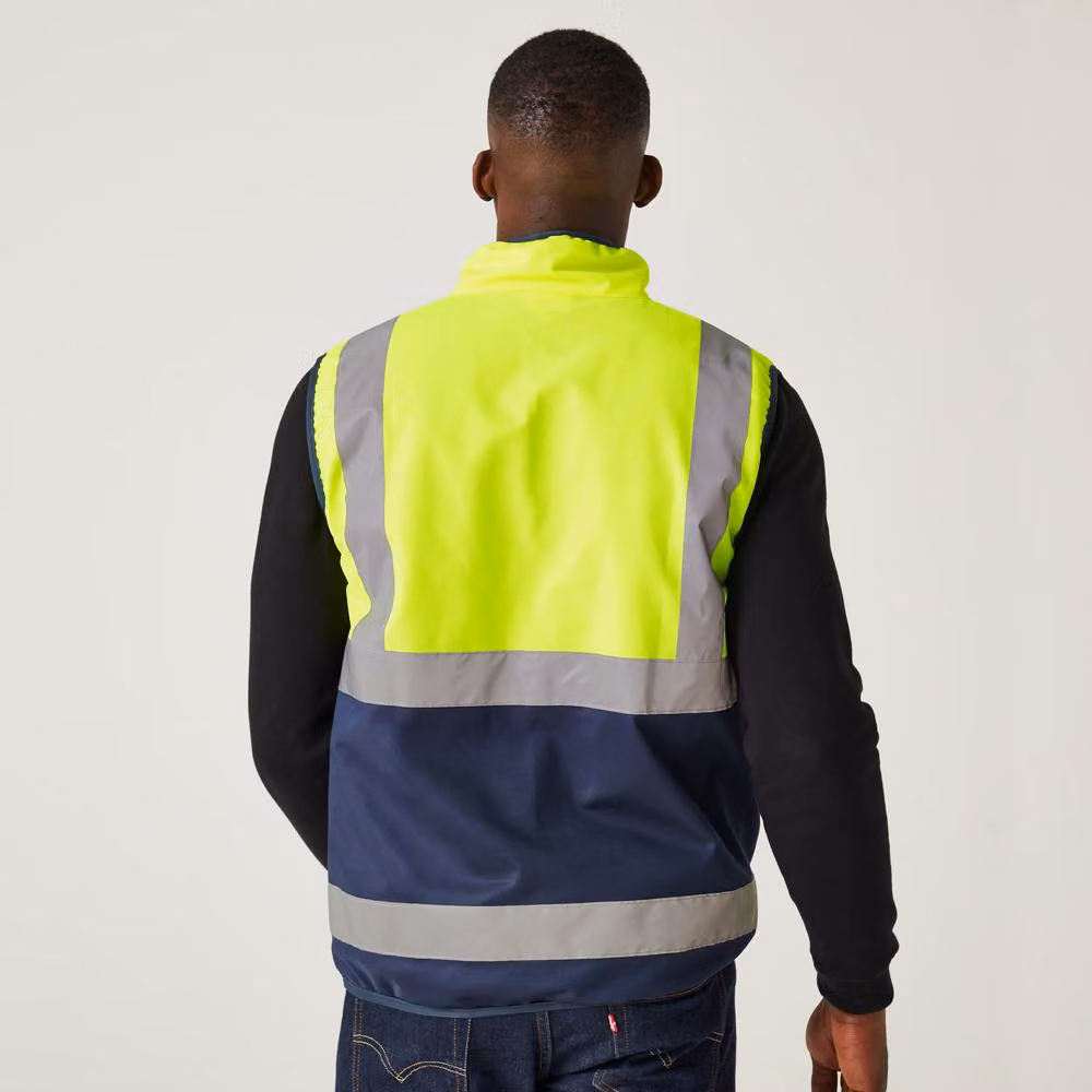 Regatta Men's Hi-Vis Class 2 Full Zip Polyester Vest in Yellow, Orange or Blue, Size M – 3