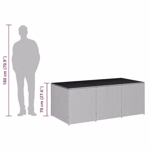 vidaXL Modern Poly Rattan Garden Box in Black, W/D/H: 180 x 90 x 75 cm – 3