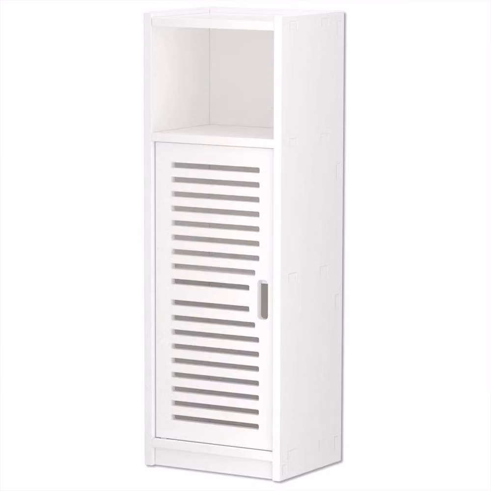 FORGEVIO White Freestanding Bathroom Floor Cabinet with Hinged Doors and Internal Shelves – 2