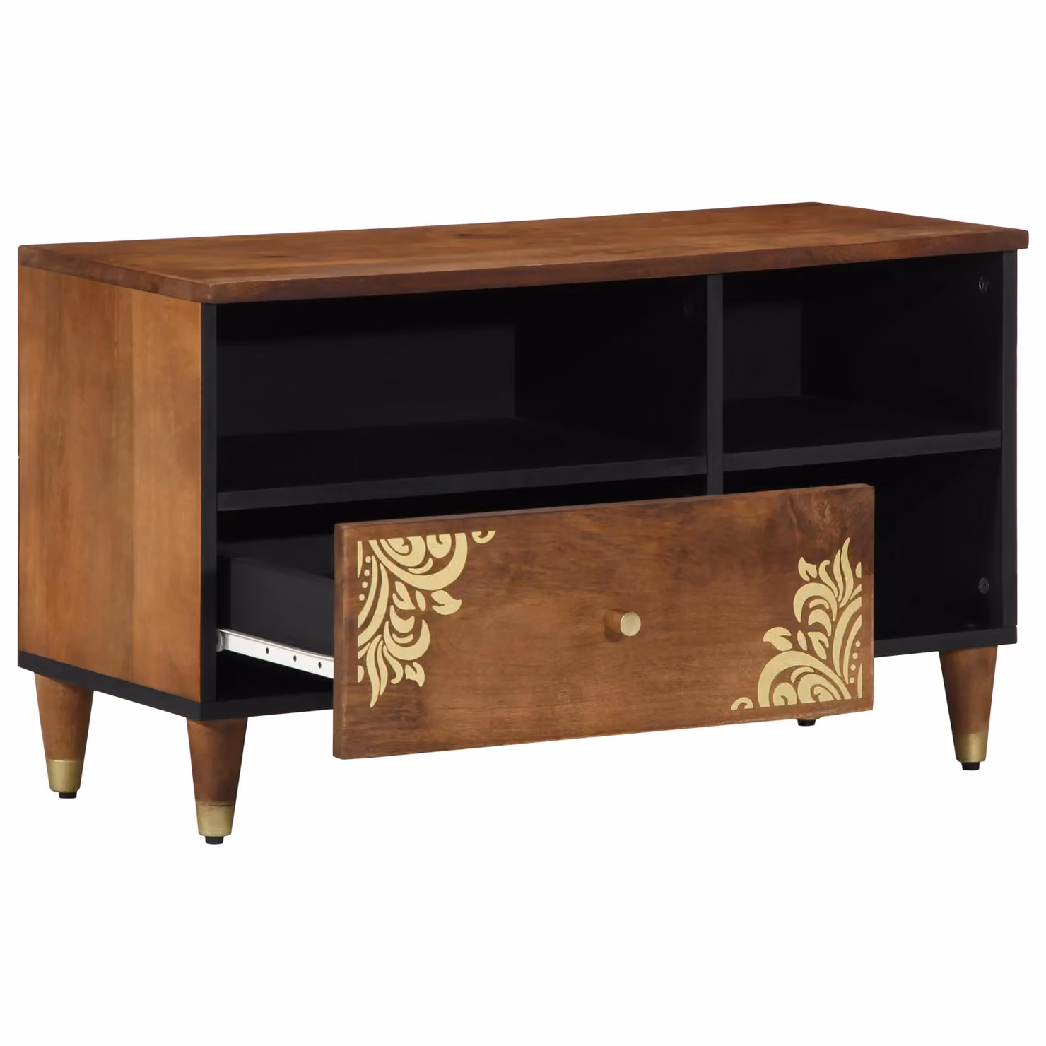Berkfield Modern Home Media Cabinet in Honey Brown Solid Mango Wood and Engineered Wood – 2