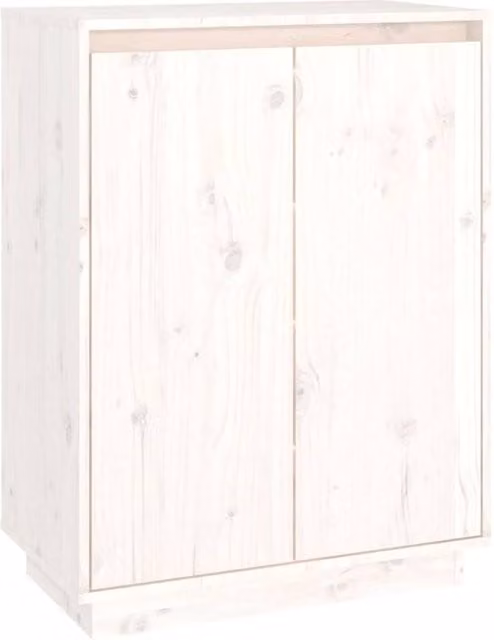 Berkfield Home White Solid Wood Pine Shoe Cabinet W/D/H: 60 x 35 x 80 cm