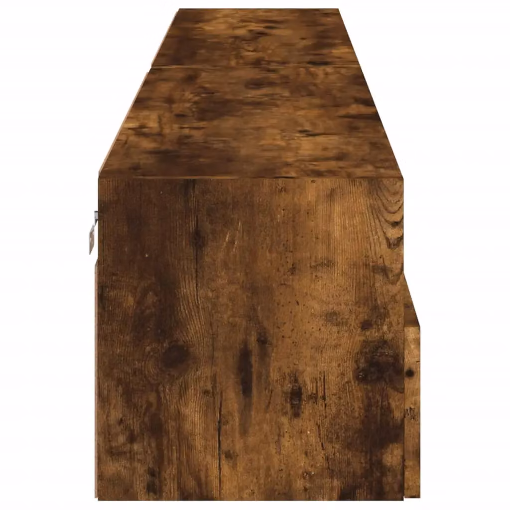 Berkfield Home Set of 2 Smoked Oak Wall Mounted TV Cabinets in Brown, W/D/H: 100 x 30 x 30 cm – 5
