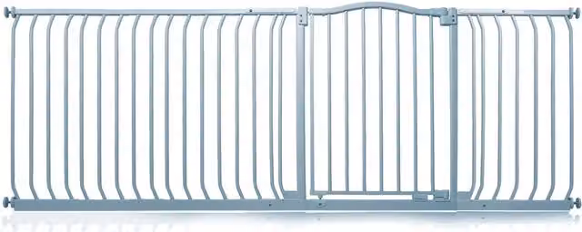 Safetots Curved Top Safety Gate in Matt Grey, Extendable No-Drill Swing Door for Doors and Stairs, Width: 207 cm - 216 cm