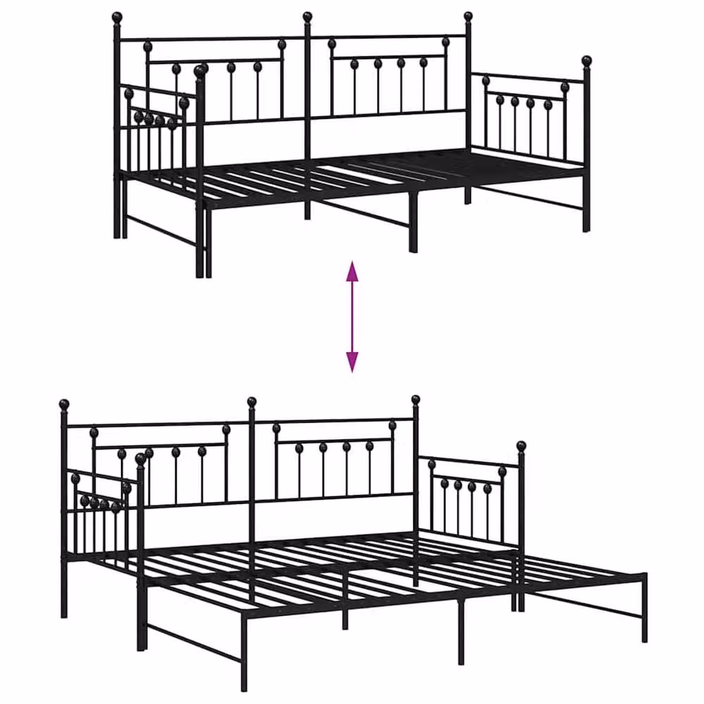 Berkfield Home Modern Black Metal Bed Frame W: 90 cm, L: 190 cm – 7