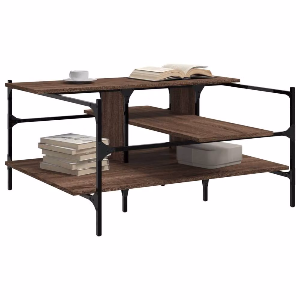 Berkfield Home Square Coffee Table in Brown Oak, W/D/H: 100 x 100 x 48.5 cm – 3