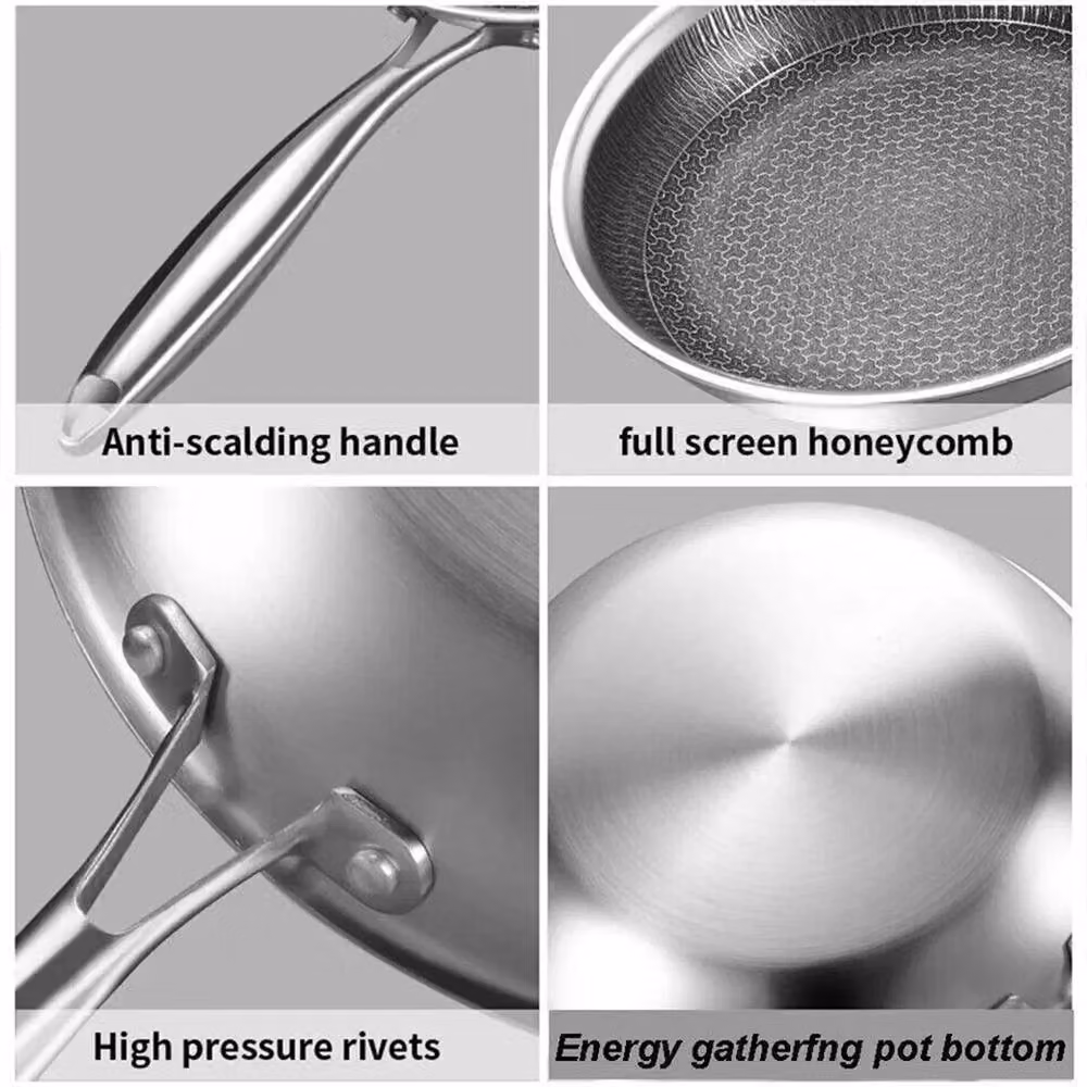Kelvenix Non Stick Stainless Steel Induction Geo Hex Frying Pan, Silver, 24 cm – 7