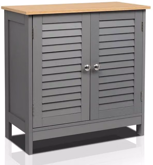 Nordara Grey Matt 2 Door Freestanding Bathroom Storage Cabinet with Internal Shelves